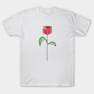 Abstract Rose Flower One Line Art T-Shirt